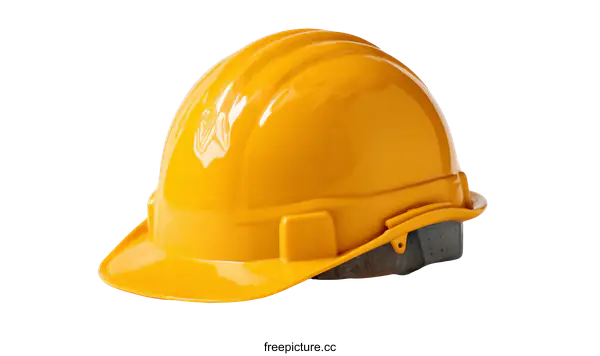 [Transparent Background PNG]Bright Yellow Safety Helmet on White Background