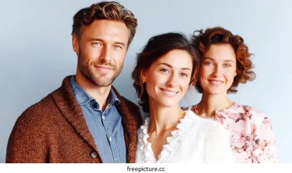 Three Caucasian People Smiling Portrait