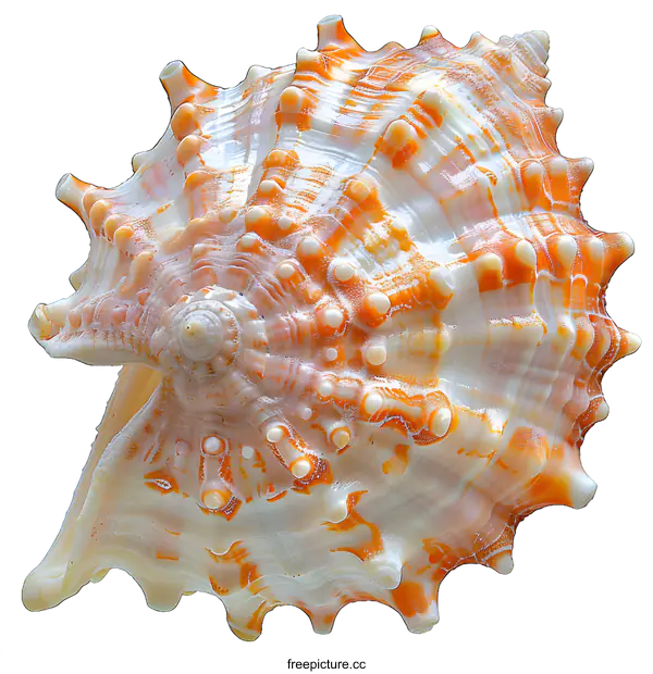 [Transparent Background PNG]Seashell with Orange and White Patterns