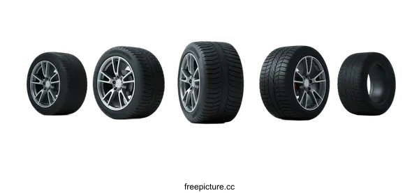 [Transparent Background PNG]A Collection of Modern Car Tires with Different Designs and Patterns