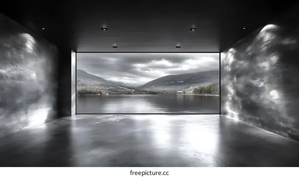 Modern Minimalist Interior with Lake View