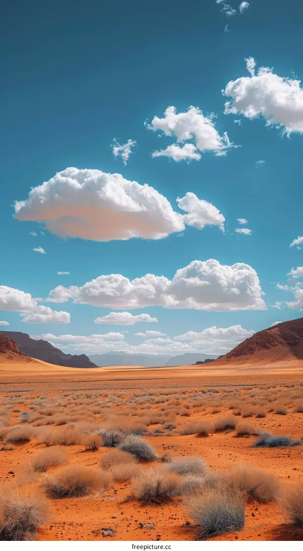 Vast Desert Landscape with Distant Mountains