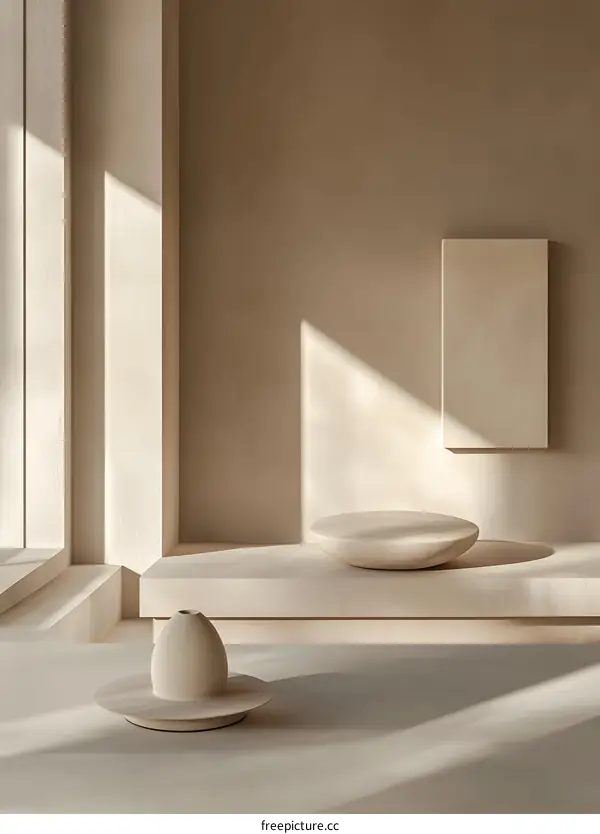 Minimalist Abstract Art with Soft Light and Shadows