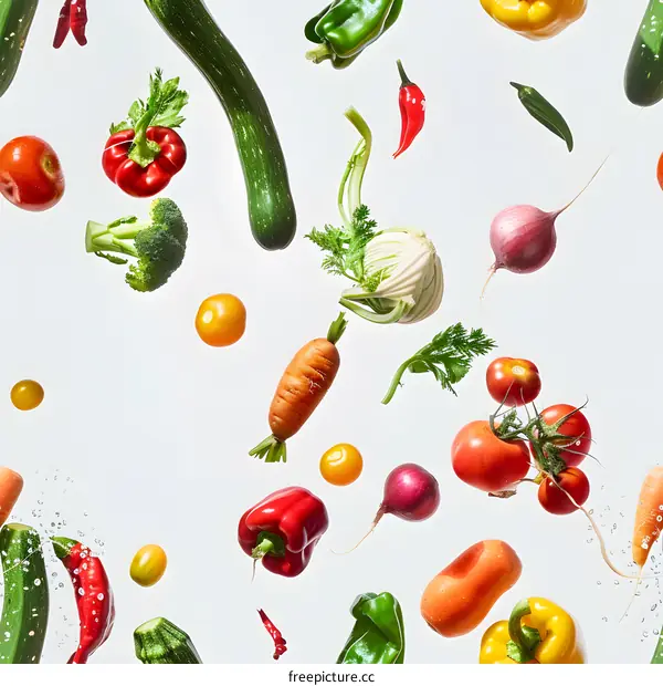 Fresh Vegetables Flying in the Air