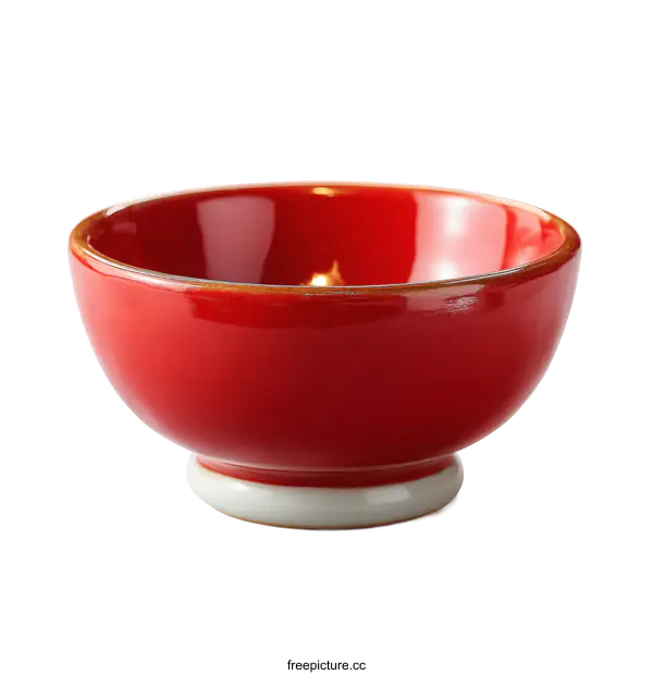 [Transparent Background PNG]Red Ceramic Bowl Isolated on White Background