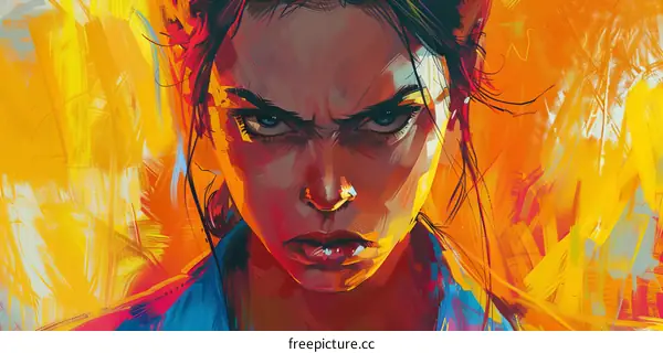 A Woman's Face Close-Up with an Angry Expression