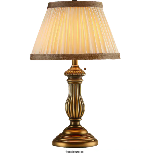 [Transparent Background PNG]Antique Vintage Table Lamp with Pleated Shade
