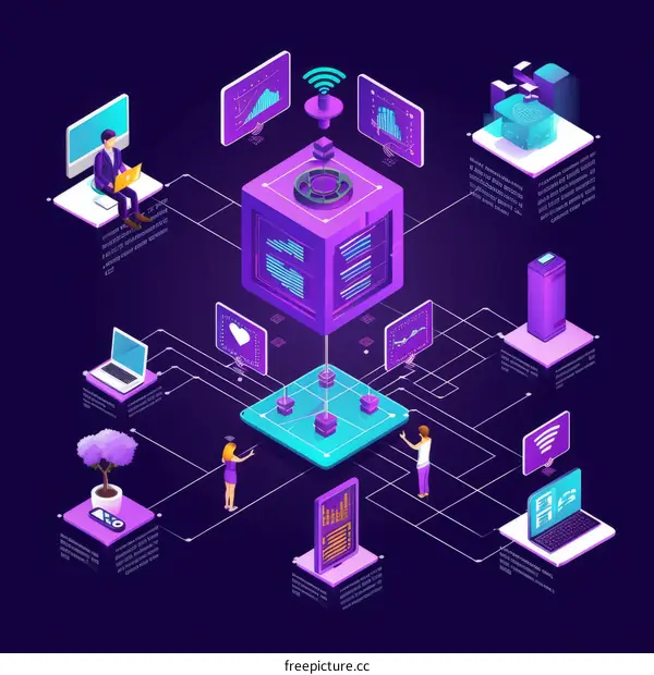Isometric Digital Transformation Technology Concept