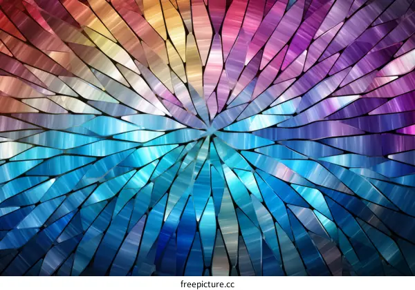 Colorful metal shards form a mesmerizing spiral pattern