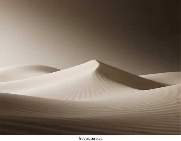Sandy Dunes with Soft Curves Under Dramatic Lighting