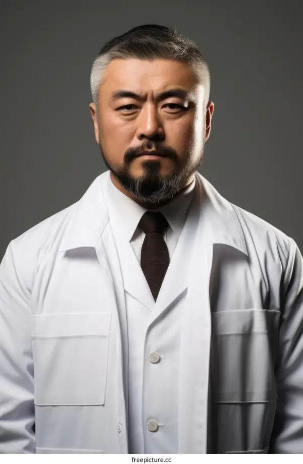 Portrait of an Asian male doctor in a white lab coat