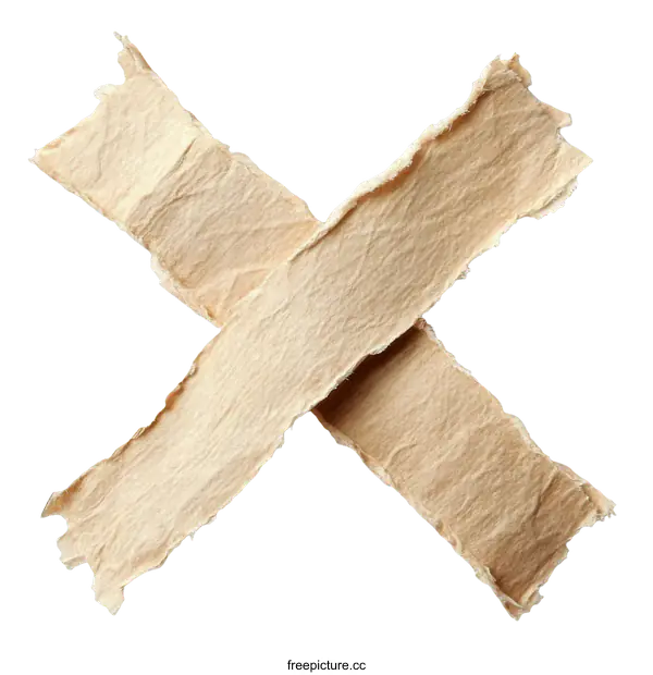 [Transparent Background PNG]Torn Cardboard Pieces Forming an X Shape