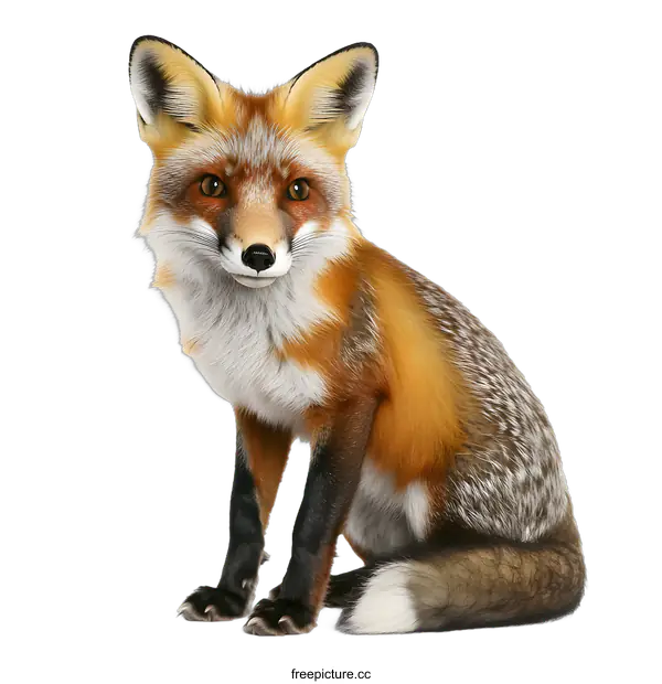 [Transparent Background PNG]Red Fox Sitting on White Background