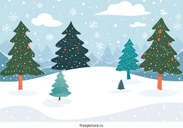 Winter Landscape With Christmas Trees