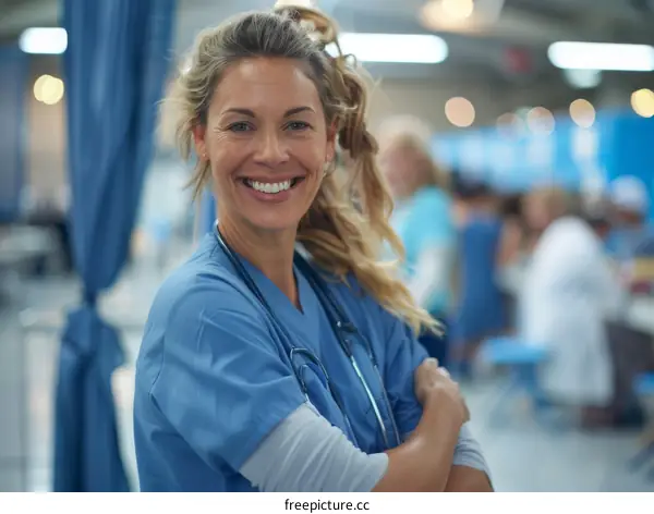 Portrait of a Confident Female Doctor in Scrubs