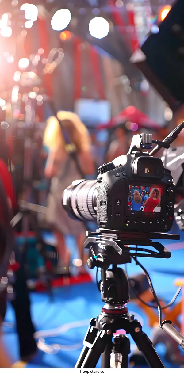 Professional Camera Equipment Recording Event on Tripod