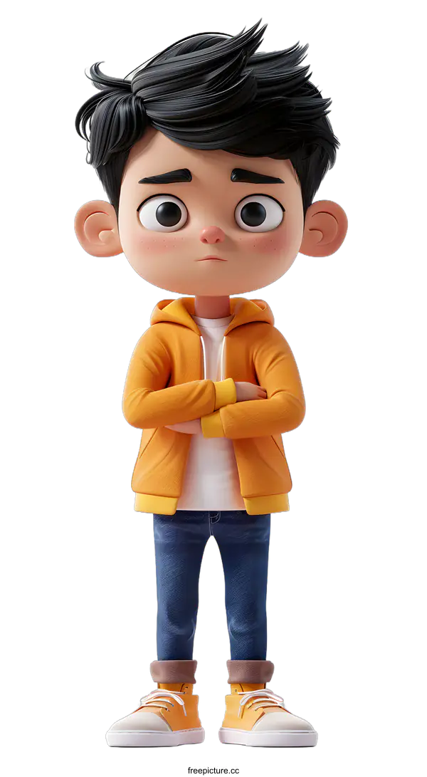 [Transparent Background PNG]3D rendering of a cute cartoon boy