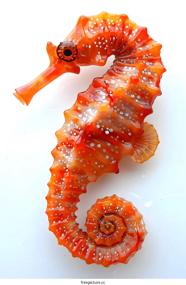 Orange Seahorse on White Background