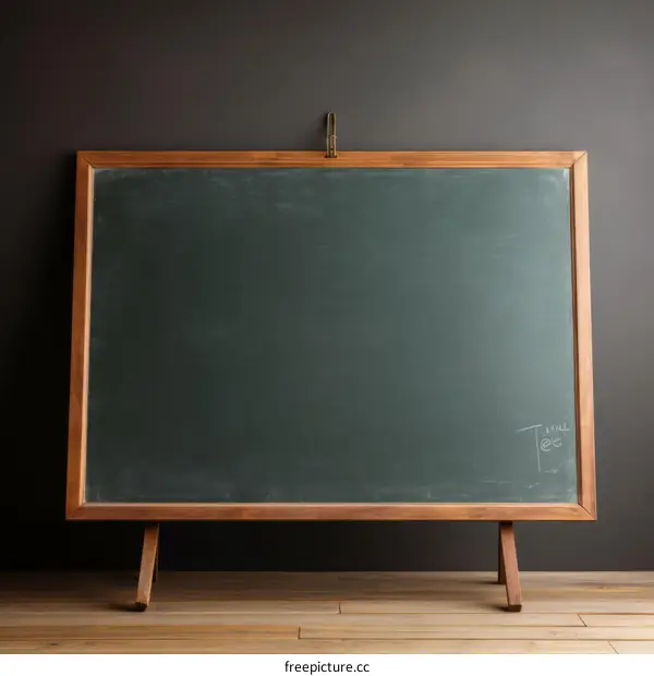 Vintage Blackboard Against Dark Wall Backdrop