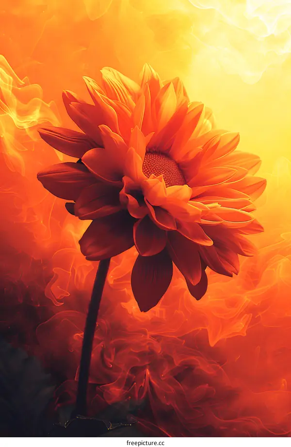 Flower Blossoming in Fire
