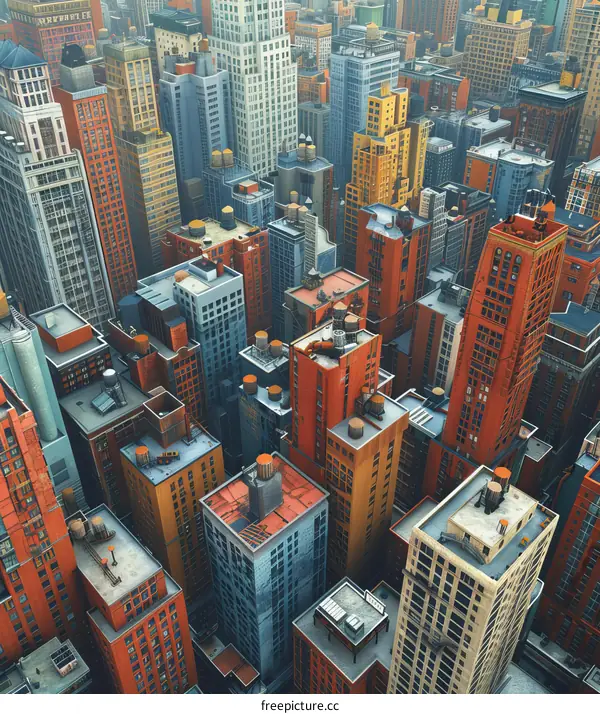 Aerial View of a Colorful Cityscape Illustration