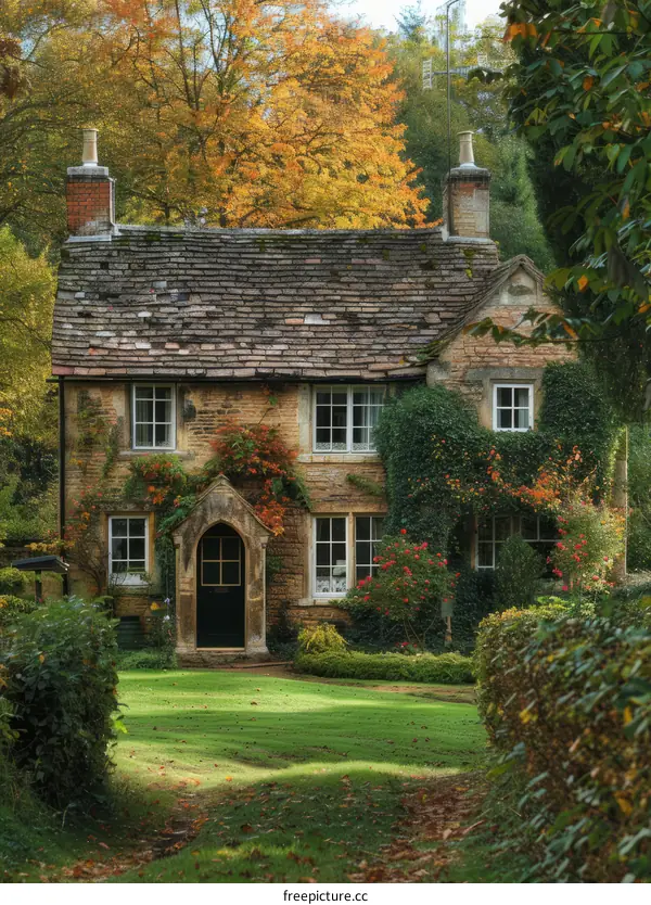A charming stone cottage nestled in the countryside with a beautiful garden