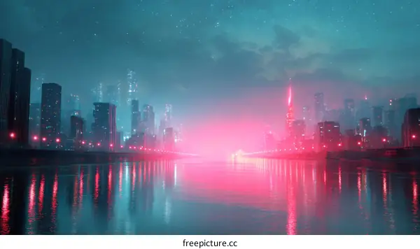 Neon Glow Cyberpunk Cityscape at Night