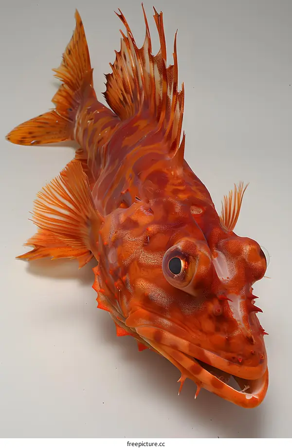 Red Fish on White Background