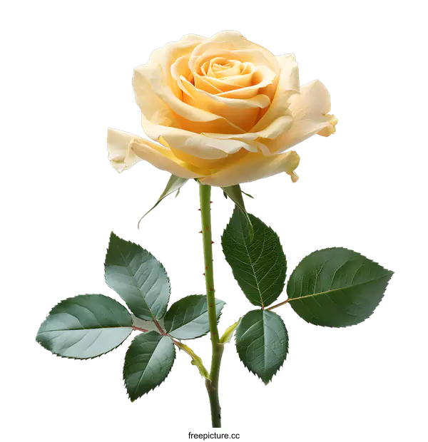 [Transparent Background PNG]Single Yellow Rose on White Background