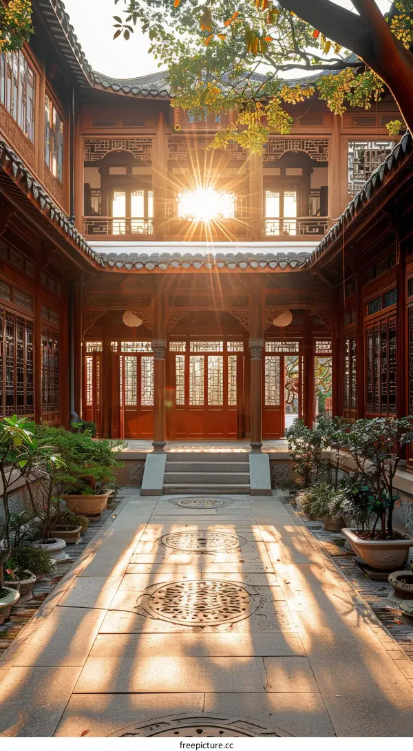 Courtyard of a traditional chinese courtyard house