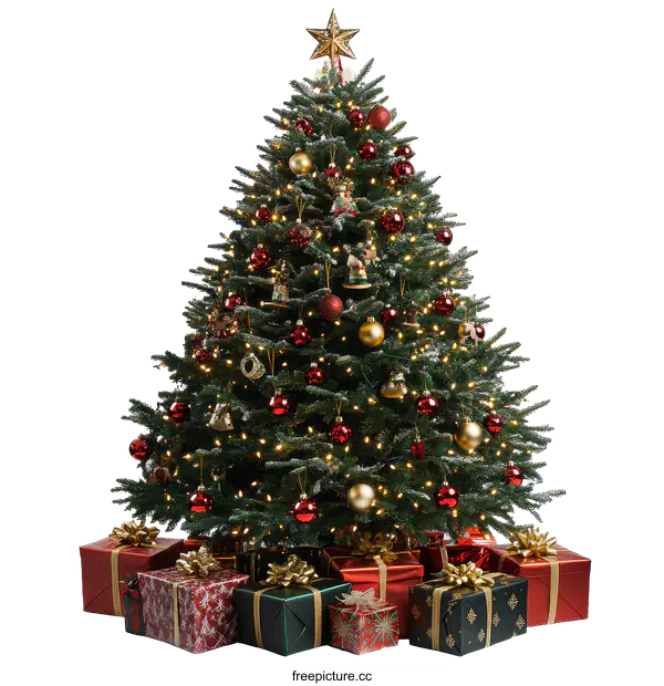 [Transparent Background PNG]Christmas Tree with Gifts Festive Decoration