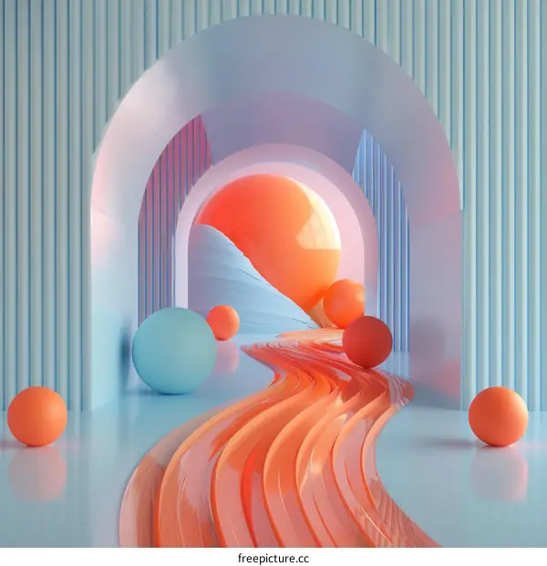 Surreal Pastel Landscape with Geometric Shapes