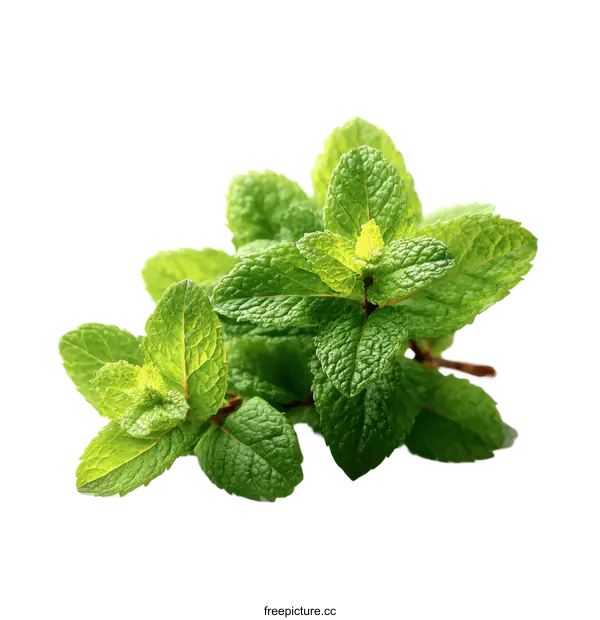 [Transparent Background PNG]Fresh Mint Leaves Close-up