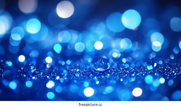 Abstract Blue Bokeh Background with Sparkling Lights