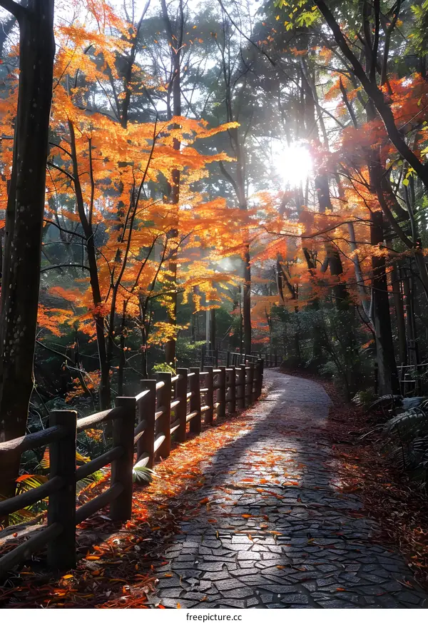The colorful path in autumn