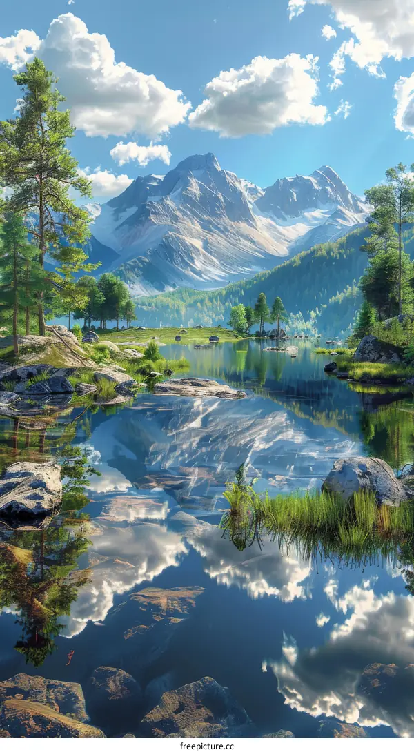 Serene Lake Reflecting Majestic Mountains