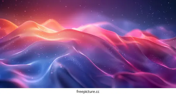 Vivid 3D Landscape Illustration with a Star-Studded Sky