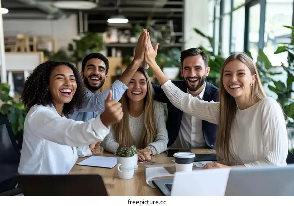 Happy Diverse Business Team Celebrating Success