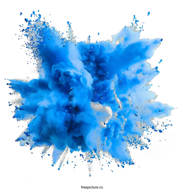 [Transparent Background PNG]Blue Explosion of Color Powder