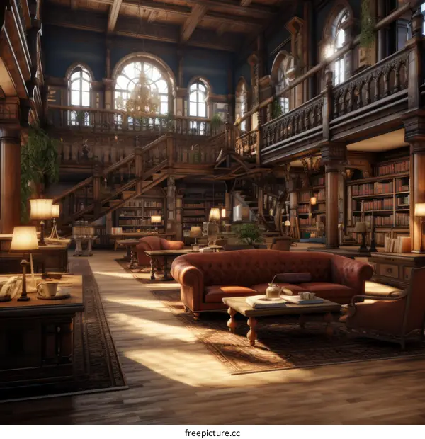 Fantasy Library Interior Concept Art