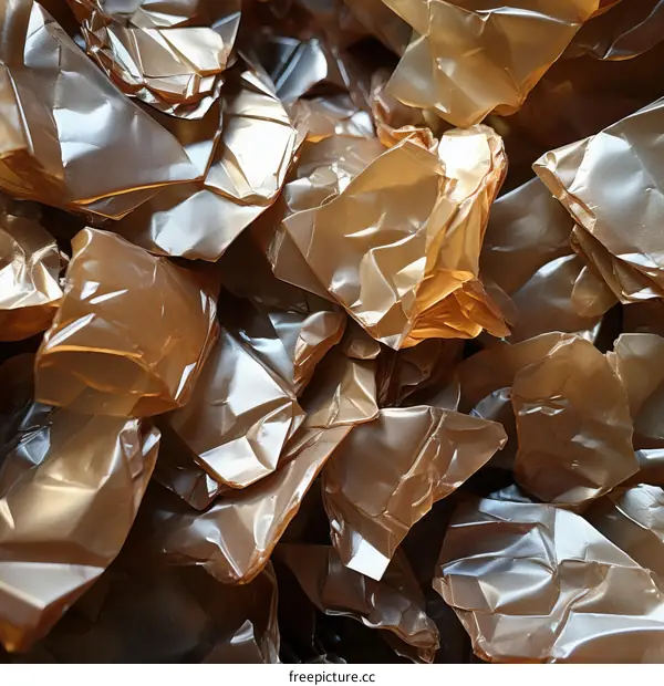 A crumpled pile of brown paper