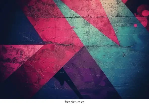 Colorful geometric shapes on a grungy wall