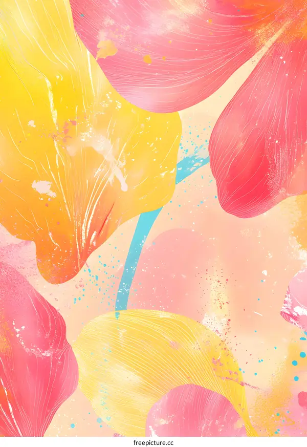 Abstract Watercolor Background With Pink And Yellow Shapes