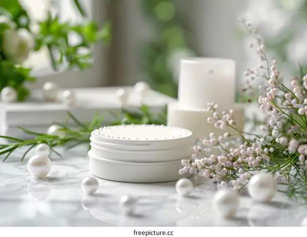 Pearls and Flowers Adorn an Elegant White Jar