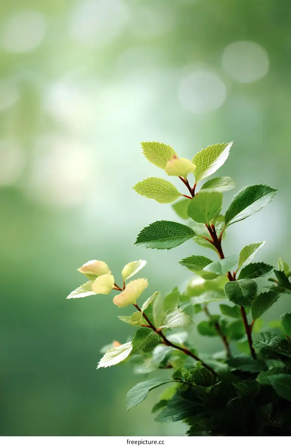 Fresh Green Leaves in Soft Focus Background