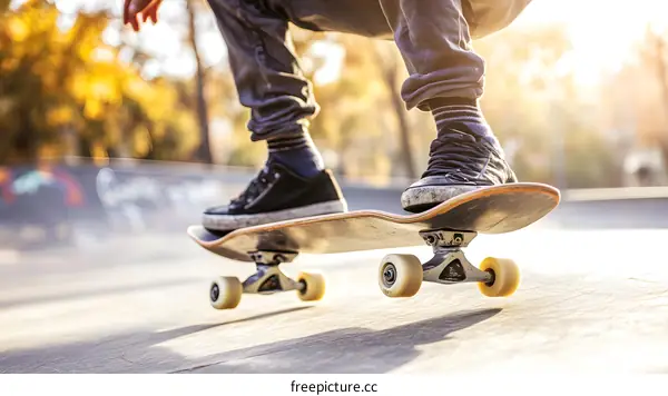 Close Up of Skateboarder in Motion on a Ramp
