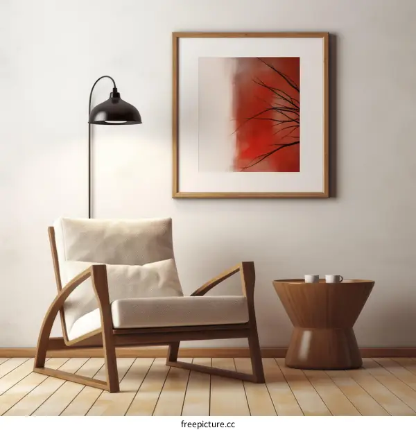 Abstract Tree Artwork with Red Background