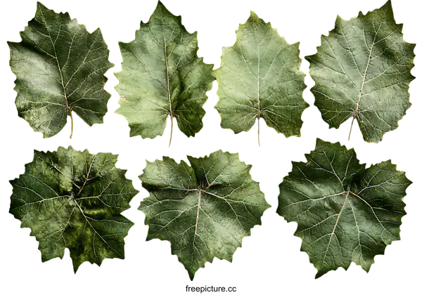 [Transparent Background PNG]Grape Leaves Pattern on White Background