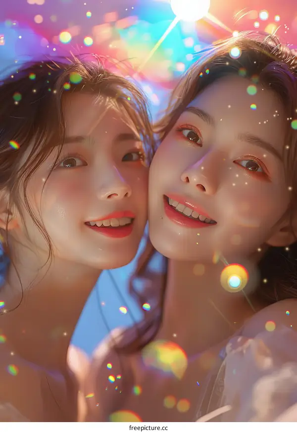 Close Up Portrait of Two Asian Women