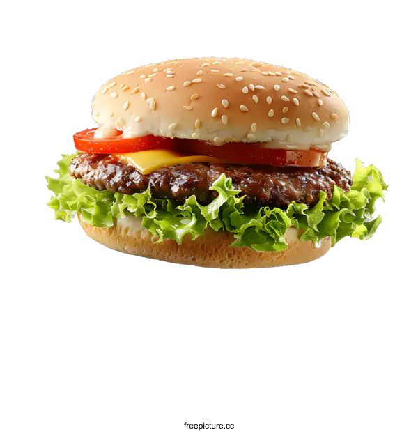 [Transparent Background PNG]Delicious hamburger on white background